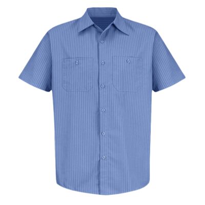 Men's Tall Industrial Stripe Short Sleeve Work Shirt Thumbnail