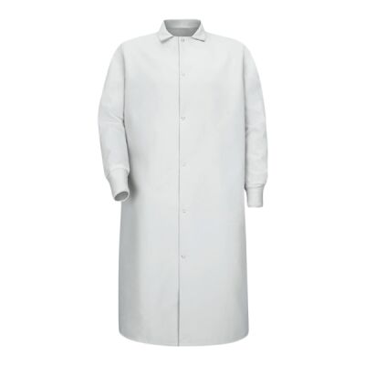 Unisex Gripper-Front Pocketless Butcher Coat With Knit Cuffs Thumbnail
